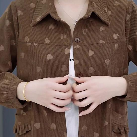 Women's Corduroy Shackets Jacket Oversized Button Down Lapel Coat Casual Long Sleeve Blouses Tops Fall Outerwear