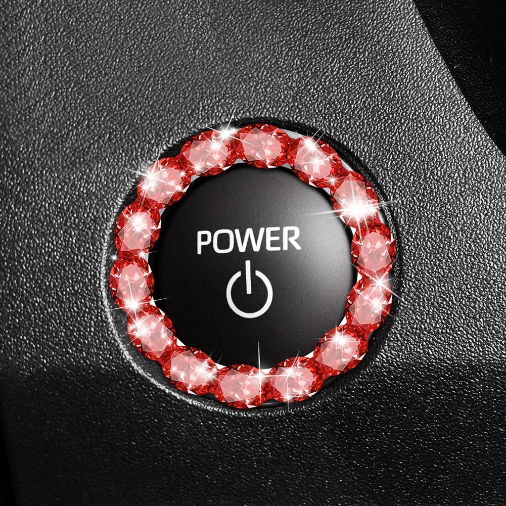 

Rhinestone Car Engine Start Stop Decorative Ring Ignition Engine Button Diamonds Ring Stickers Ignition Ring Interior Decoration червоний