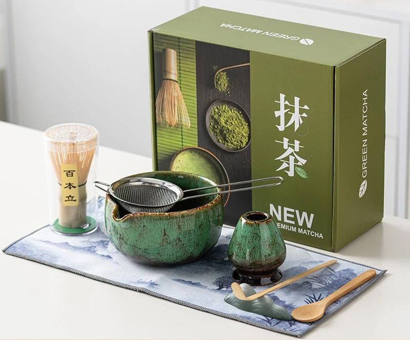 8pcs Large Matcha Bowl Set with Bamboo Whisk And Brush Japanese Style Tea Bowl for Matcha Lovers