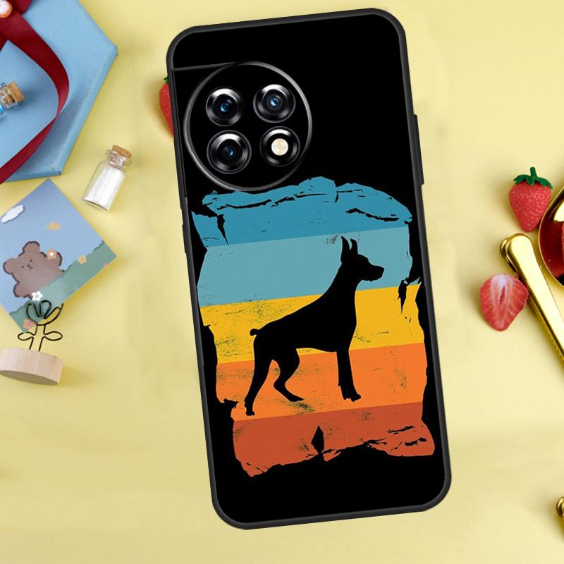 Cartoon Doberman Dog Case For OnePlus 13R 12R 10R 15 13 12 11 10 9 13T 10T 8T Nord CE 5 2 3 4 Lite N20 N30 Cover