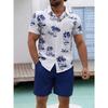 Hawaiian Men's Shirt Set 3D Printed Short-Sleeve Shirt Set Summer Beach Collared Two-Piece Shirt