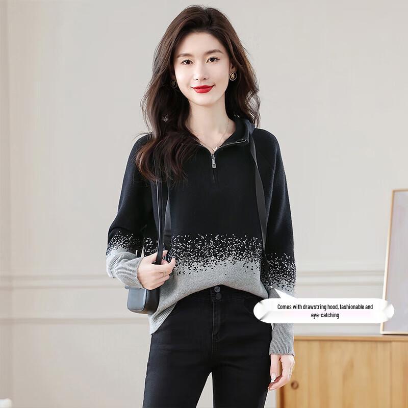 Women's Autumn 2025 Hooded Raglan Knit Top