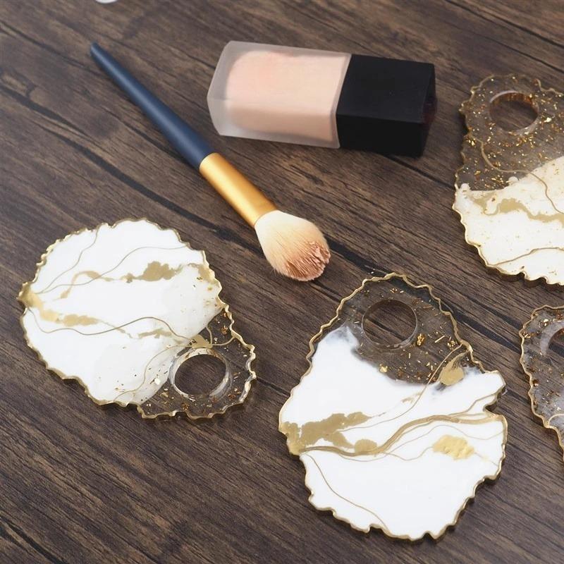 Art Accessories Supplies DIY Handmade Creative Crystal Epoxy Molds Resin Makeup Tray Dish Irregular Agate Mirror Silicone Mold