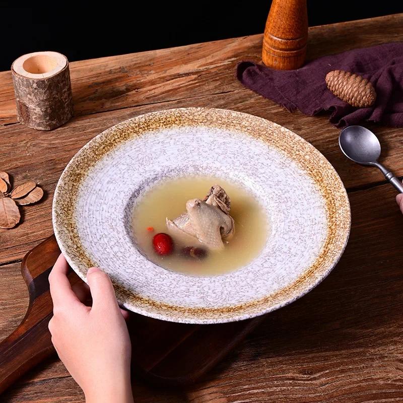 Straw hat plate,  western plate, Japanese plate, retro foreign trade ceramic tableware, salad  dessert .