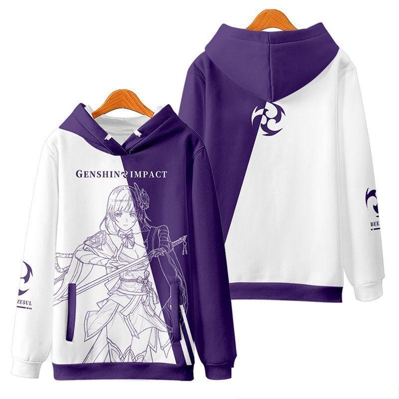 Raiden Shogun Genshin Impact Cosplay Hoodies 3D Print Unisex Anime Cartoon Sweatshirt Oversized  Women Harajuku Pullover Coat