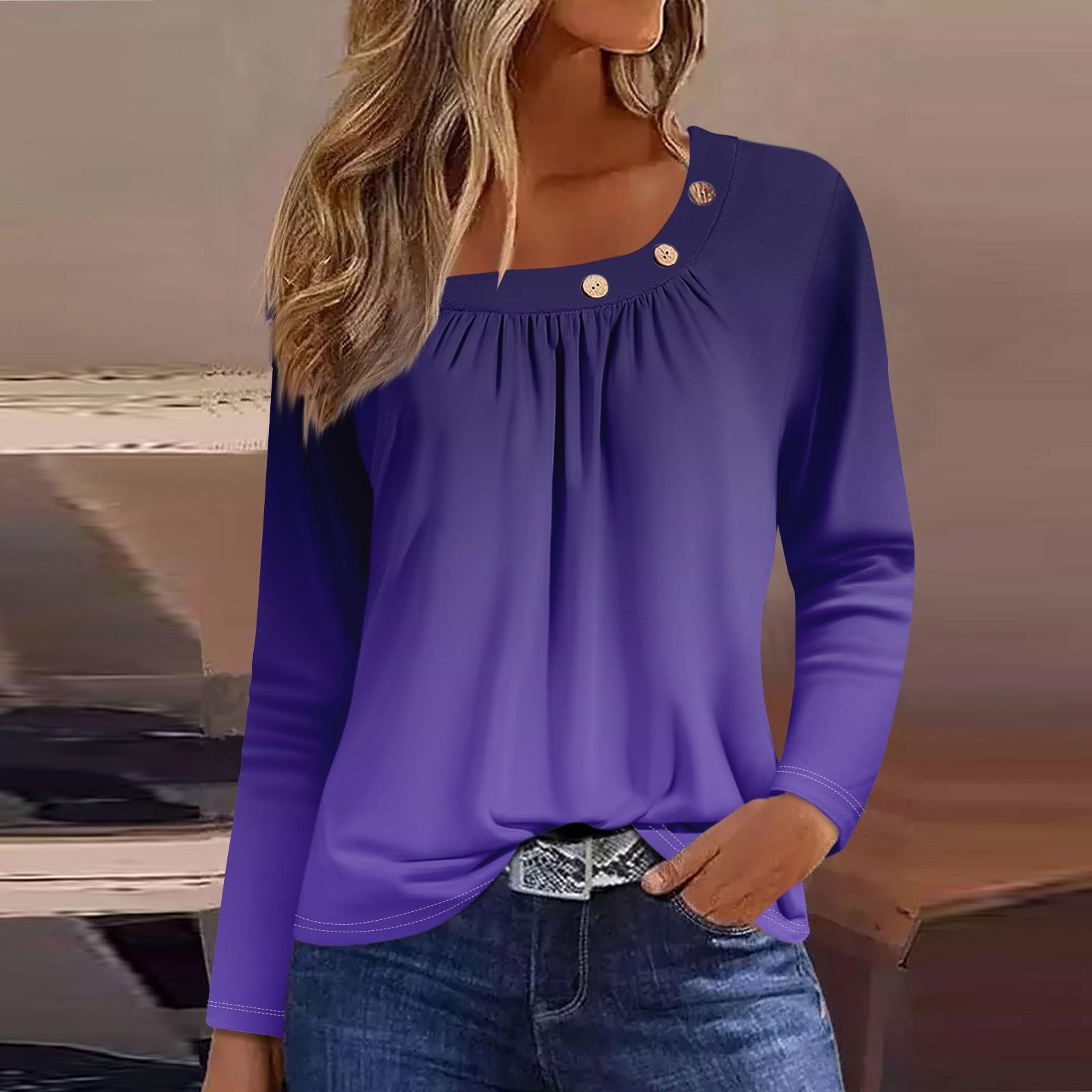 

Жен. Футболка Футболка С принтом Пуговицы Длинный рукав Повседневные Выходные Мода Классический Классический Верх XL