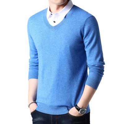 Men's 100% Pure Wool Fake Two-Piece Knit Sweater