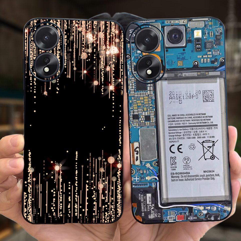 For Oppo A78 4G CPH2565 Cover Cute Astrinaut Black Cat Flower Liquid Silicone Phone Case For OPPO A78 5G Oppo A38 CPH2579 Bumper