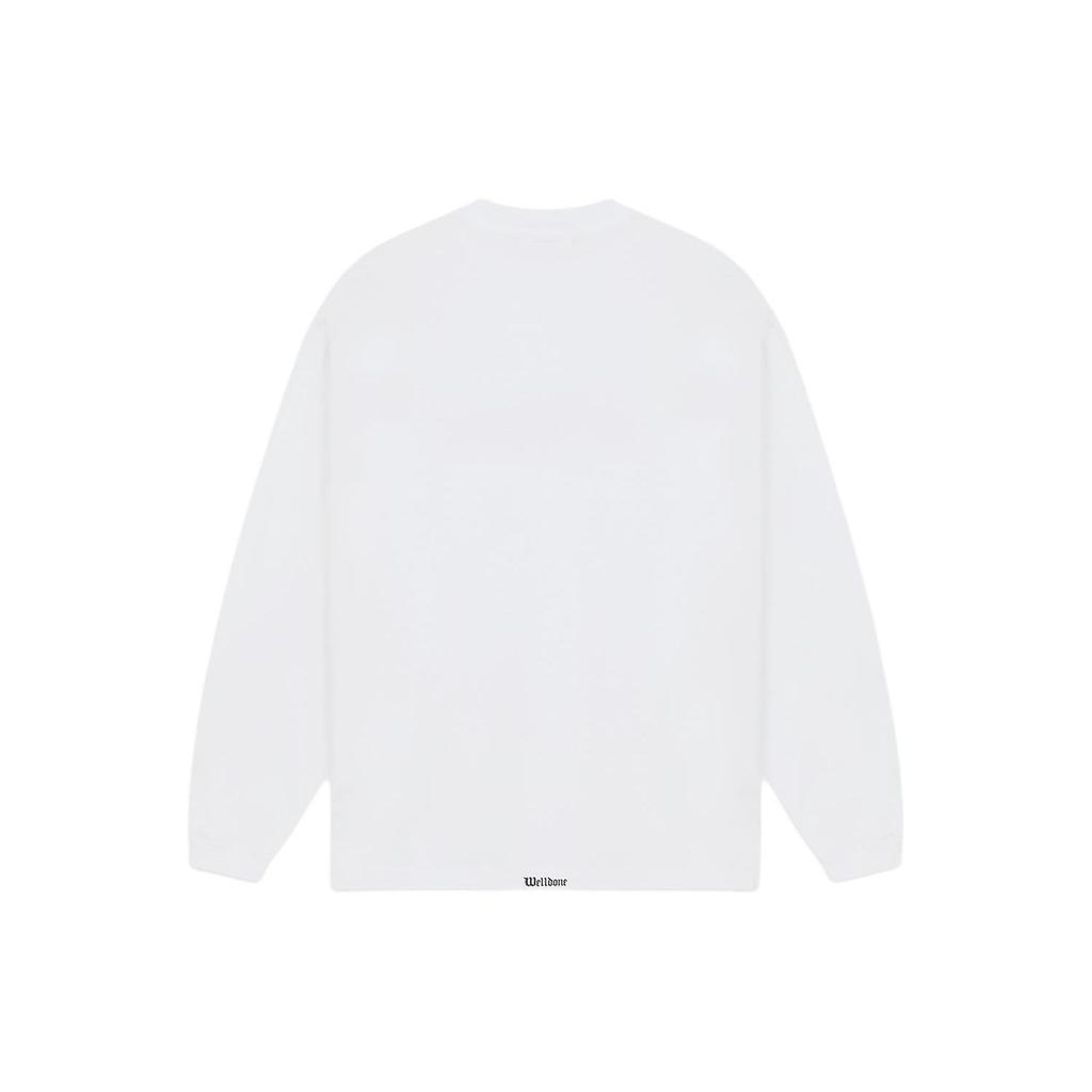 WE11DONE Gothic Logo Print Ribbed Crew Neck Pullover Long Sleeve Sweatshirt Unisex Sweatshirt White WD-TT0-24-800-U-WH