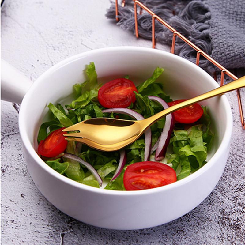 Creative Stainless Steel Fruit Salad Fork Spoon Colorful Ice Cream Dessert Spoon Multi-Function Tableware Kitchen Accessories