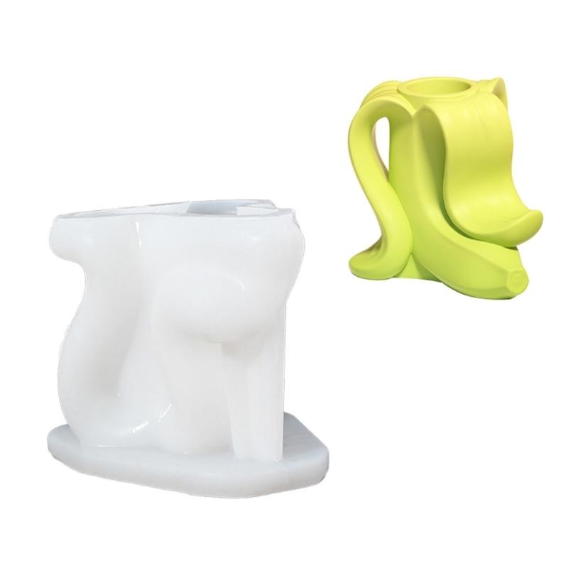 Unique Candle Holder Molds Crafting Molds Banana Shape Candle Base Moulds Silicone Texture for Crafting Candlesticks 1