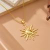 316L Stainless Steel Golden Fashion Sun Pendant Necklace For Women Girl New Concise Solar Neck Chain Jewelry Gift