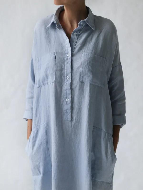 Cotton Linen Irregular Slimming Over-the-Knee Dress