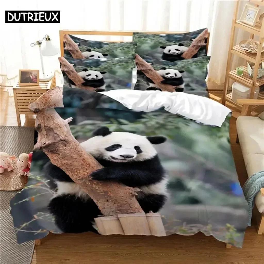 3D Print National Treasure Panda Comfortable Duvet Quilt Cover Pillowcase Bedding Set Children Bedroom Decoration Home Textile