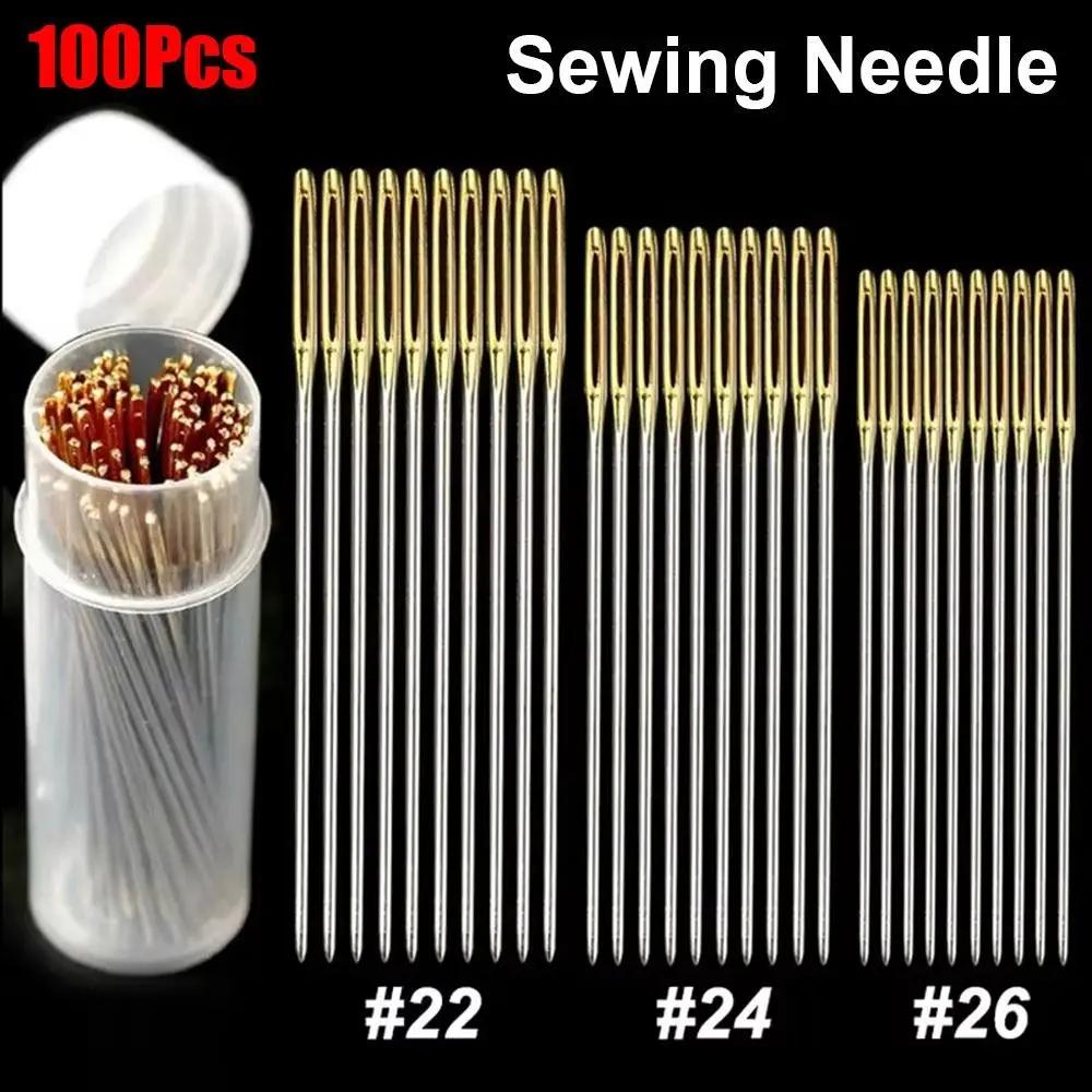 100Pcs Durable Multi-size Sewing Needle 22/24/26# Tail Embroidery Fabric Cross Stitch Needle DIY Sewing Needle Craft Tool