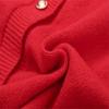 Women Solid Knit Cardigan With Faux Fur Trim Long Sleeve