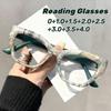 Women's INS Style Oversized Cat-Eye Blue Light Blocking Reading Glasses Fashion Floral Trim Spring-Ups Presbyopia Glasses