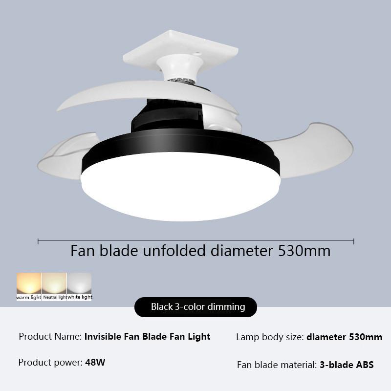 Household Electric Ceiling Fan with Light Portable 3 Colors Dimming Ceiling Light Remote Control Invisible Fan Blade Fan Lamp