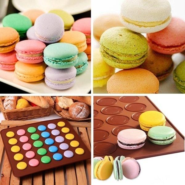 30 Runda Hål Macaron Silikonform Bakplatta Hög Temperaturbeständighet Bakform 1st