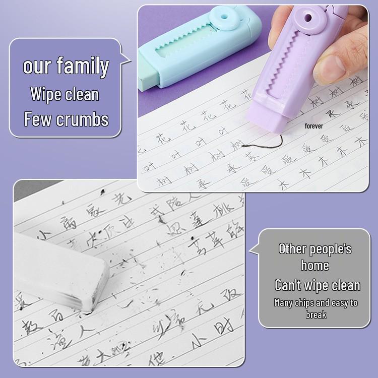 Push-Pull Eraser for Students: Leaves No Marks, Ideal for Exams