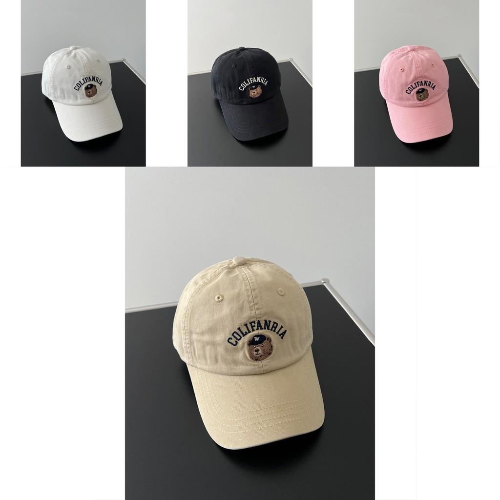 Colifanria Bear Embroidered Cotton Baseball Hat With Adjustable Fit For Sun Protection And Fashion