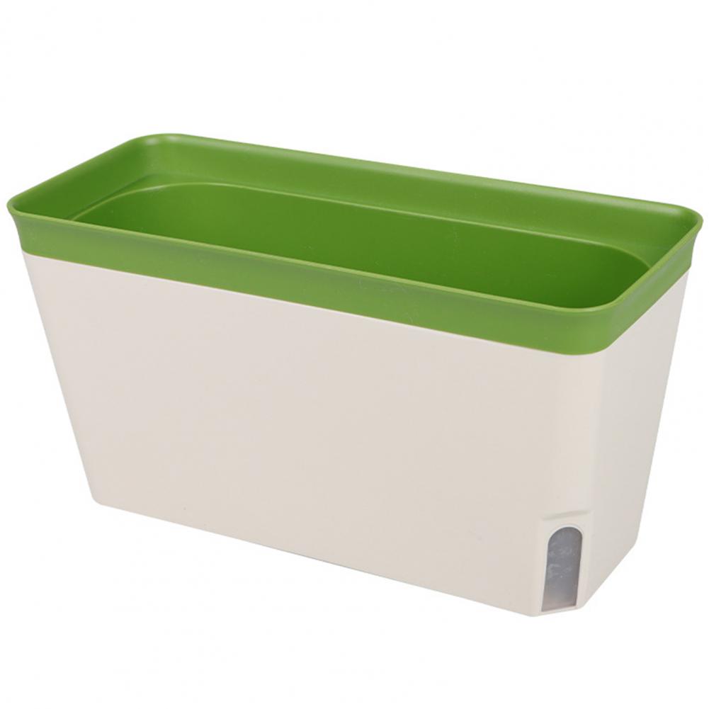 Self Watering Plant Pot Rectangle Modern Double Layer Indoor Windowsill Desktop Flower Herb Succulent Planter Box Home Gardening