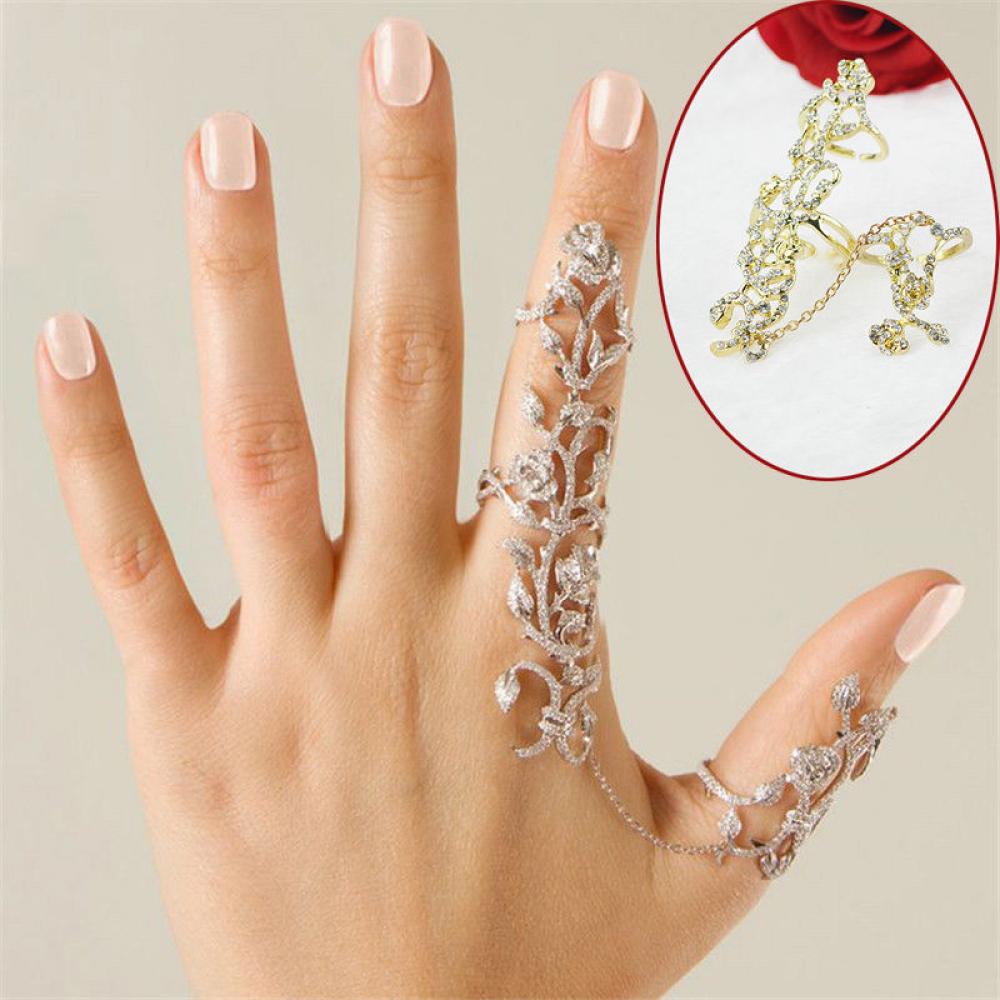 

Multiple Knuckle Band Jewelry Hollow-out Rings Crystal серебряный