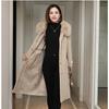 Warm and Fashionable Women's Hooded Sheepskin Fleece Coat with  Fur Collar