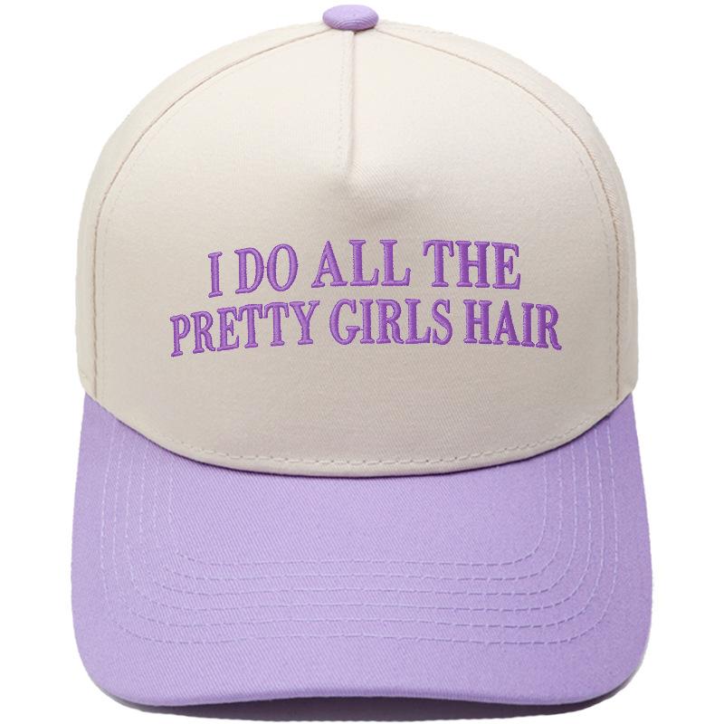 PRETTY GIRLS HAIR Fun Embroidery Color Matching Truck Driver Hat Men's and Women's Casual Sun Hat