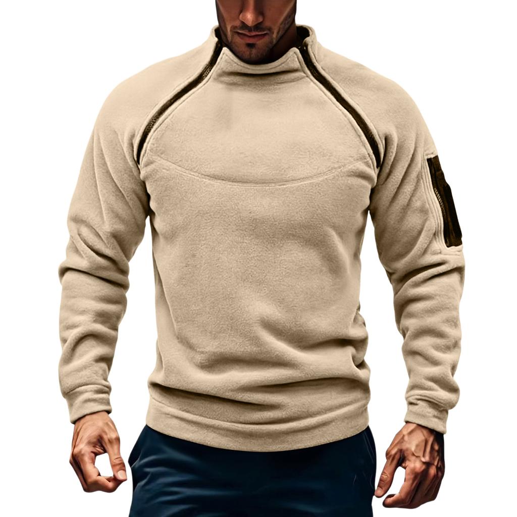 Men's Casual Style Loose Fleece Stand-up Collar Long-sleeved Sweatshirt