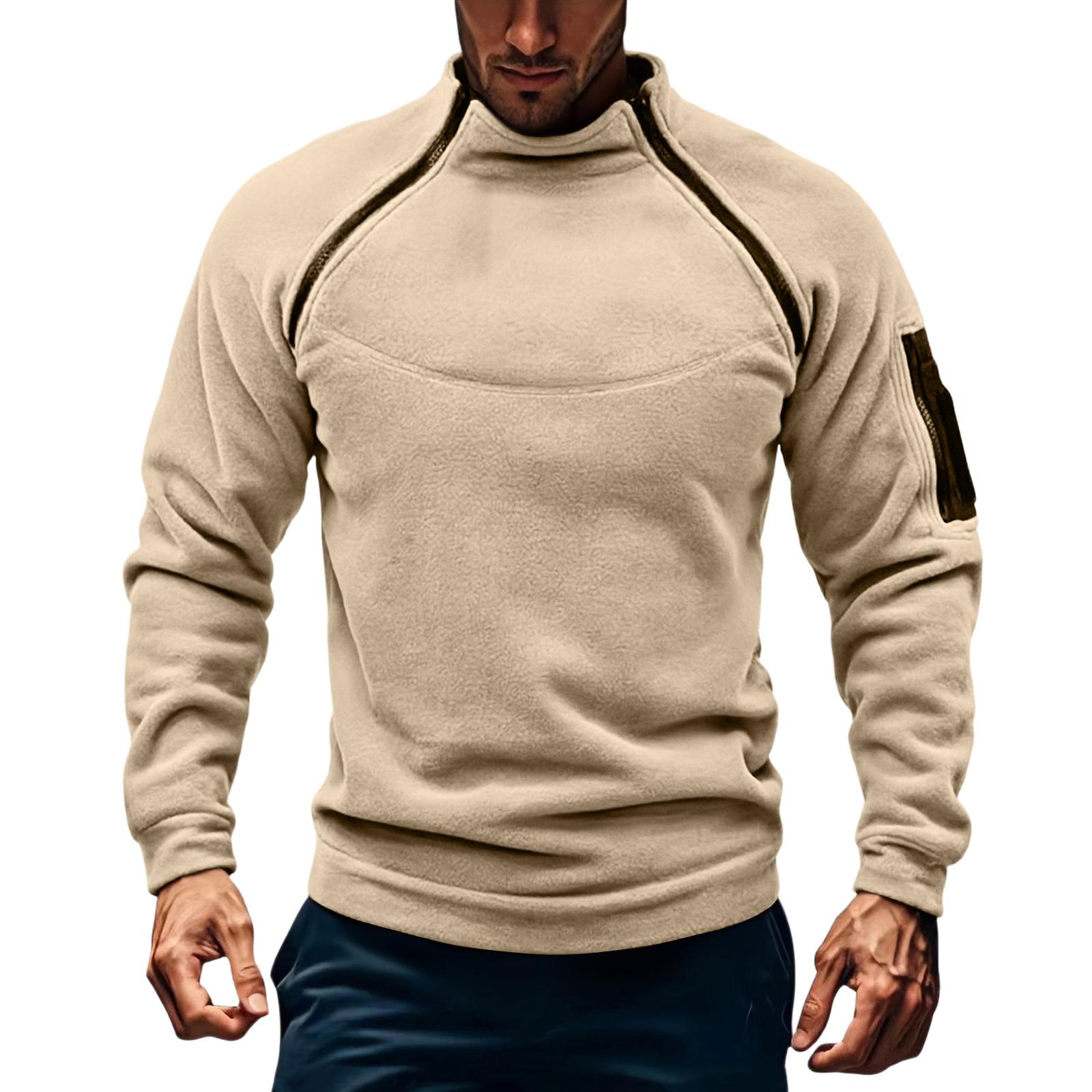 

Мужская толстовка свободного кроя в повседневном стиле, на флисе, со стойкой и длинными рукавами XXXL хаки