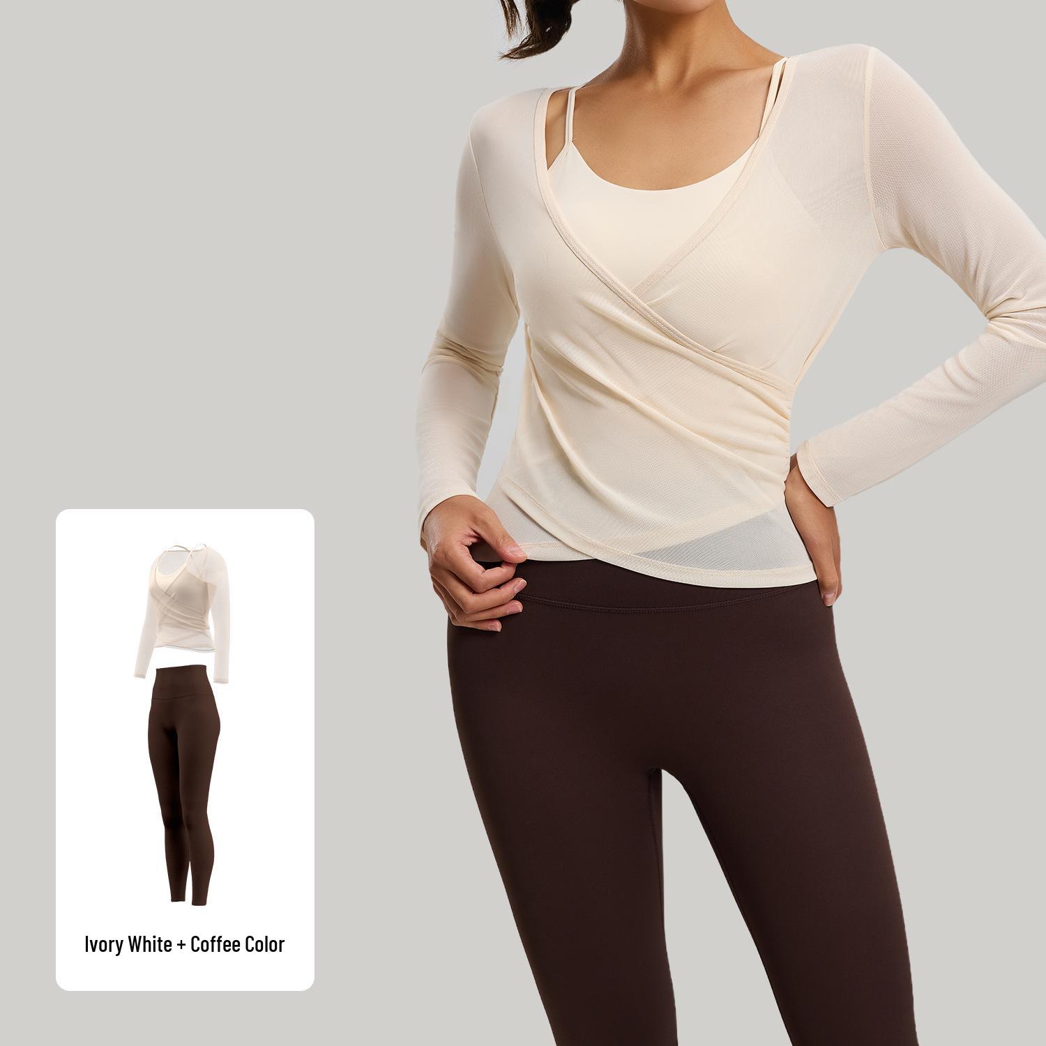 

Juyitang 2026 Women s Slimming Yoga & Pilates Two-Piece Mesh Sportswear Set Small