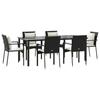Vidaxl 7-Cz. Garden Furniture Set With Cushions, Black, Poly Rattan