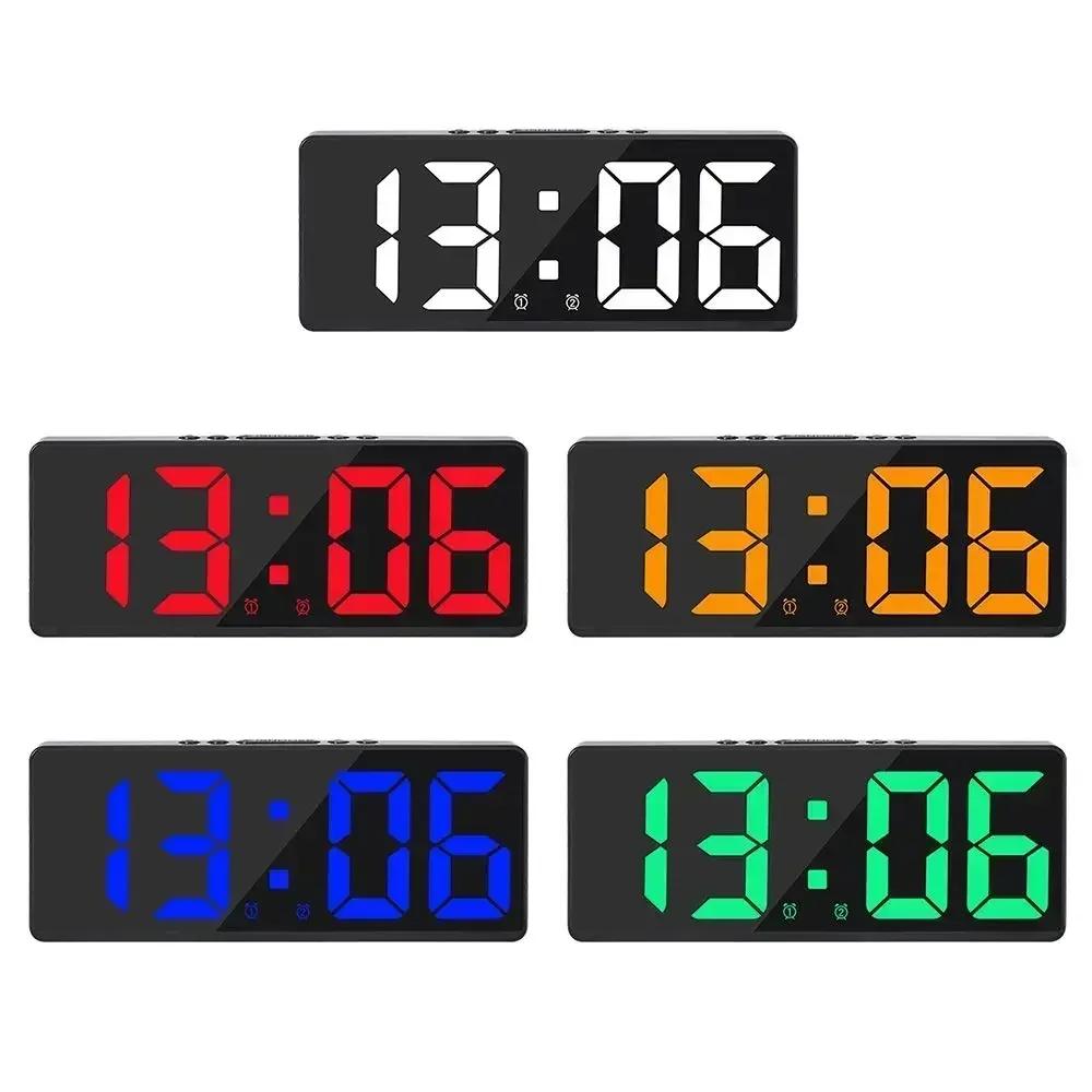 Modern LED Digital Clock with Large Display, Alarm, Temperature, Calendar & Nightlight for Bedside Decor