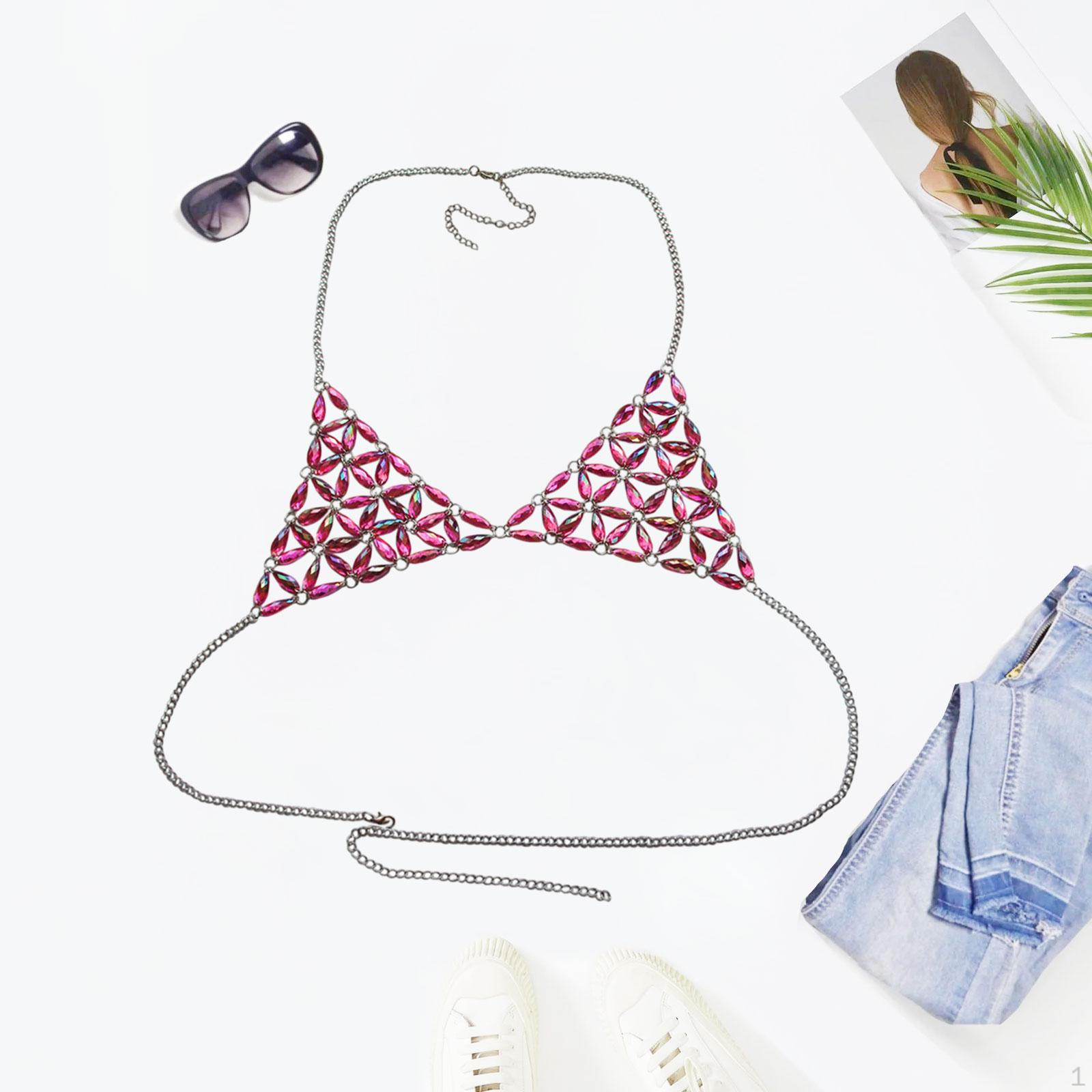 

Женские аксессуары с цепочкой для тела, бикини, ремни с открытой спиной, на груди, стильное нижнее белье для Pink