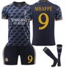 Kinder Real Madrid Mbappe Fußballtrikot Weiß Schwarz Sportausrüstung Fußballhemd Trainingsausrüstung