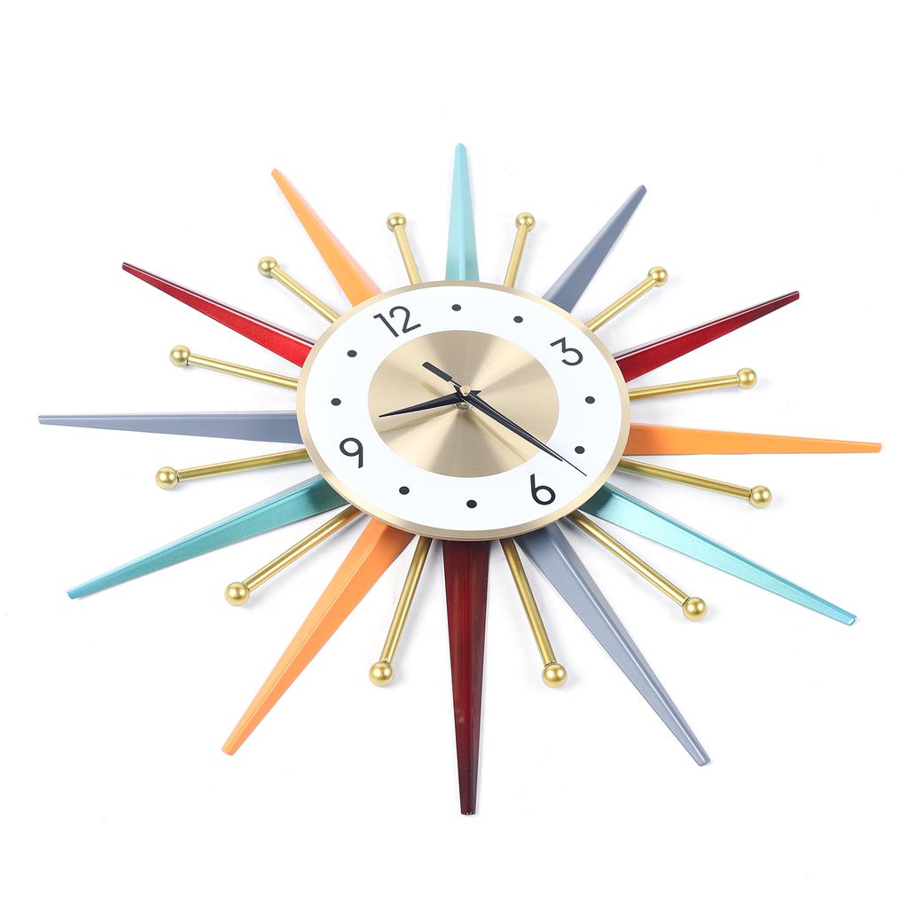 Large Wall Clock 22 Inch, Mid Century Wall Clock Starburst Clock Modern Decor Silent Non-Ticking, Home Décor Big Wall Clocks