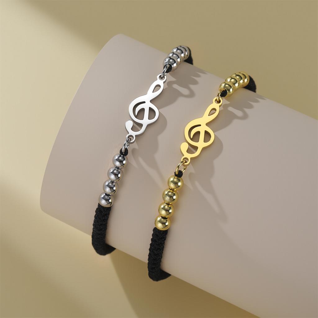 Fashion Music Symbol Bracelet for Women Gold/Silver Color Link/Rope Chain Bracelet Stainless Steel Musician Jewelry Gift