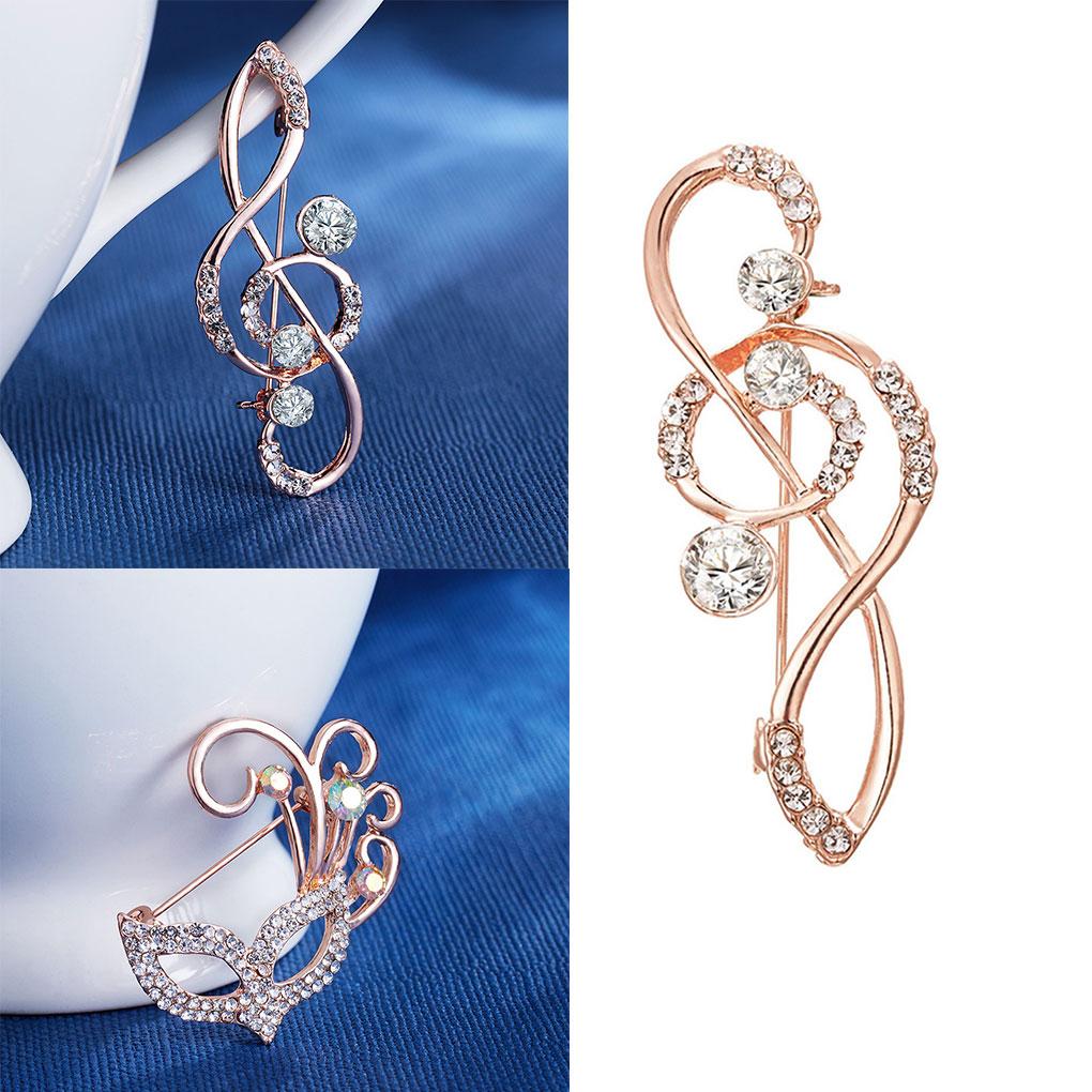 Rhinestone Brooch Shining Crystal Badge Pin Party Banquet Collar Scarf Decor Brooch Pin Musical Note