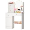 Makeup Vanity Desk with LED Lighted Mirror, Vanity Table with 4 Drawers, 1 Door, Opening Shelves, Bedroom Dressing Table