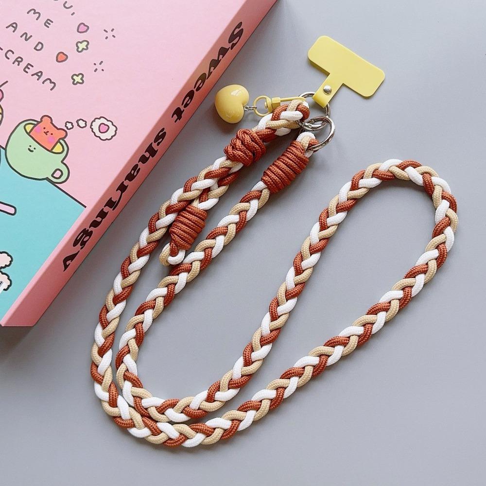 Braided Chain Mobile Phone Crossbody Lanyard Anti-lost Heart Crossbody Phone Strap