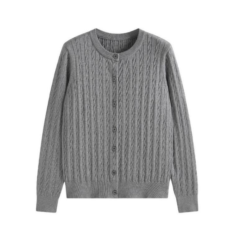 New Autumn Retro Knitted Cardigan Women High End Long Sleeve Round Neck Sweater Jacket Top Design