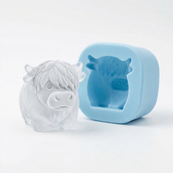 Highland Cow Ice Cube Mold Silicone Ice Cube Tray for Whiskey Glasses Large Animal Shape Slow Melting Ice Cubes Maker Fun Party Drink Accessory