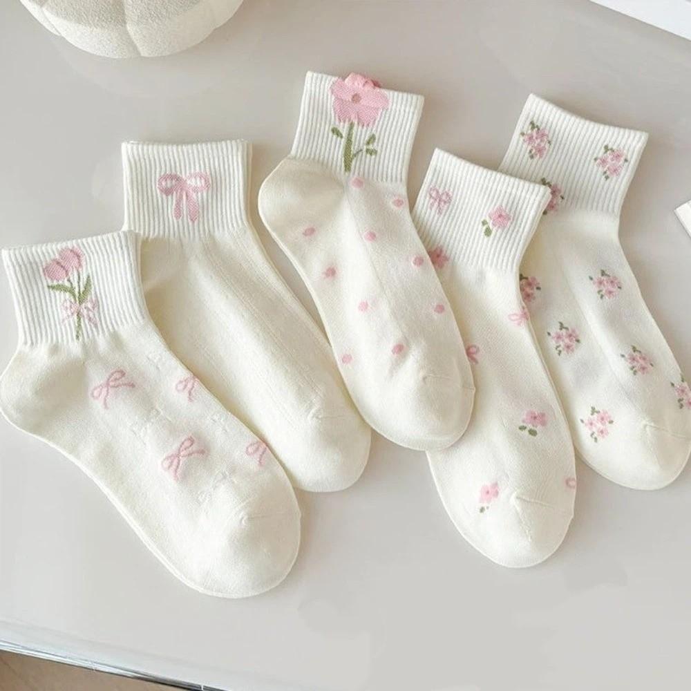 Low Cut Japanese Women's Socks Cute Floral Socks Comfortable Short Tube Socks  Spring Summer