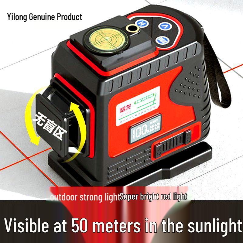 Yilong 12-Line Green/Red Infrared Laser Level with High Precision and Auto-Leveling for Outdoor Wall and Floor Use