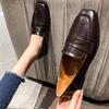 British High Quality leather flats shoes woman slip on loafers 34-43 big size square toe oxford shoes woman comfy working flats