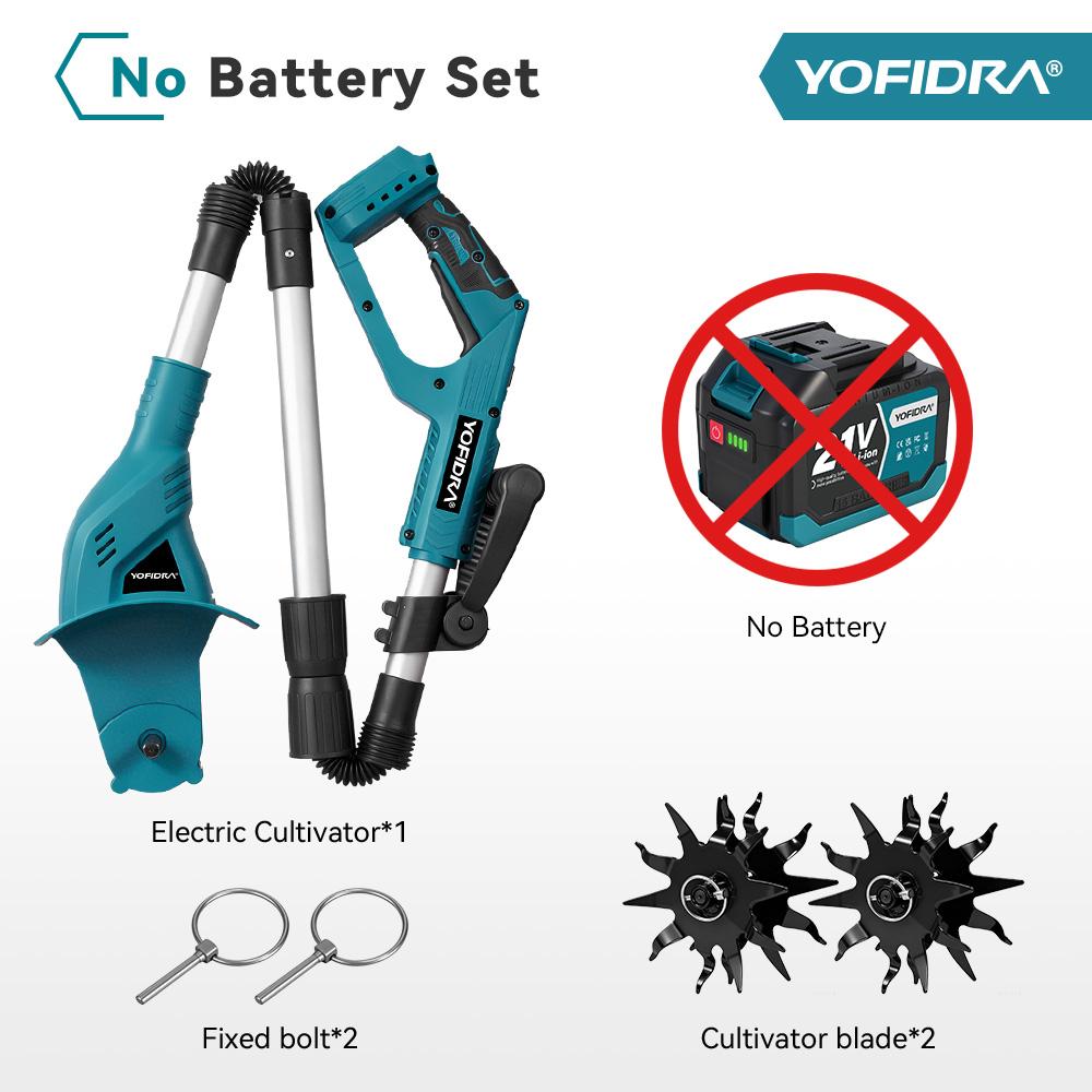 Yofidra 1200W Electric Scarifier Electric Garden Tiller Garden Cultivator Rototiller Lawn Mower Tool For Makita 21V Battery Pin