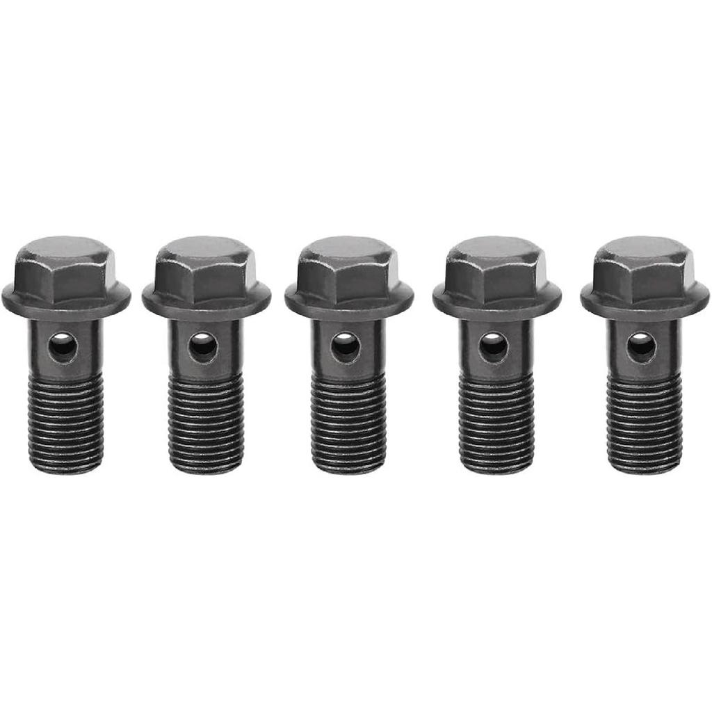 EVGATSAUTO Motorcycle Brake Banjo Bolts Kit, 5pcs M10×1.0mm Banjo Bolts Brake Line Fittings Adapter for Brake Caliper Master Cylinder