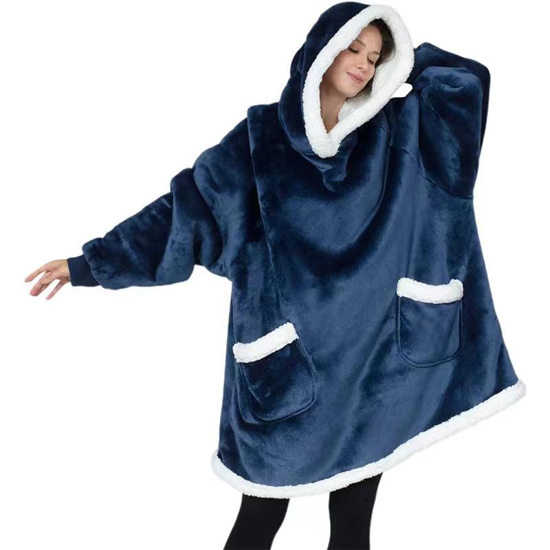 Cozy Hooded TV Blanket Pullover: Fleece Pajama Robe for Outdoor Cold Protection