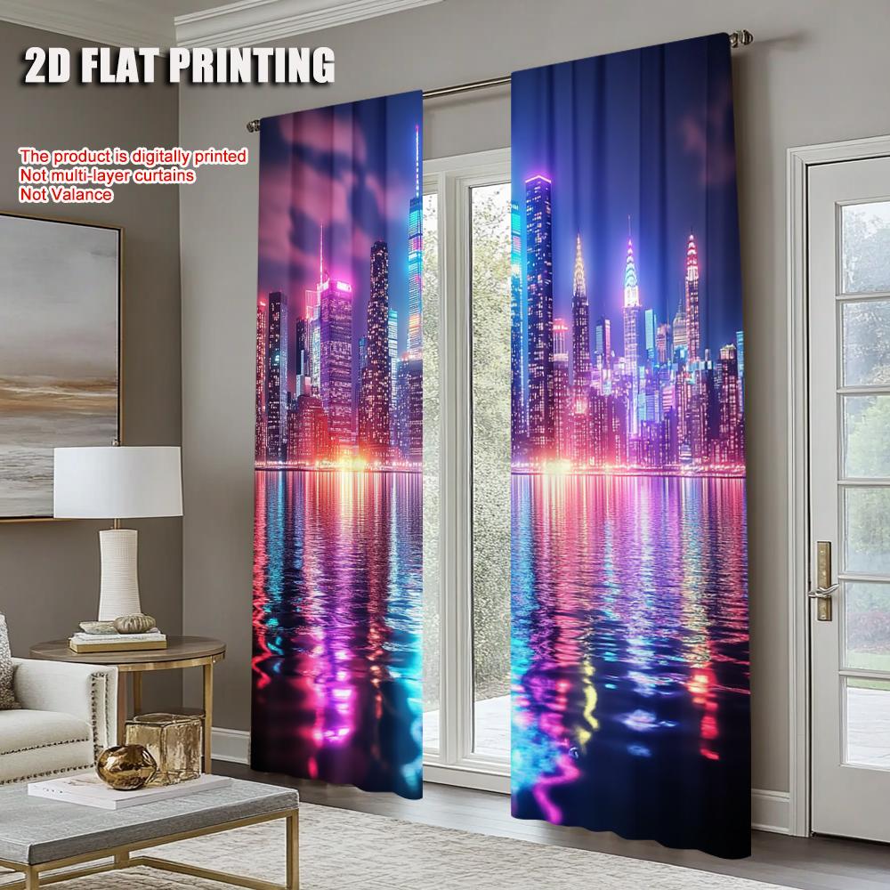 2 st Abstrakta Tryckta Fönstergardiner För Sovrum Kontor Kök Vardagsrum Och Arbetsrum Med Stånghål Fönsterbehandling